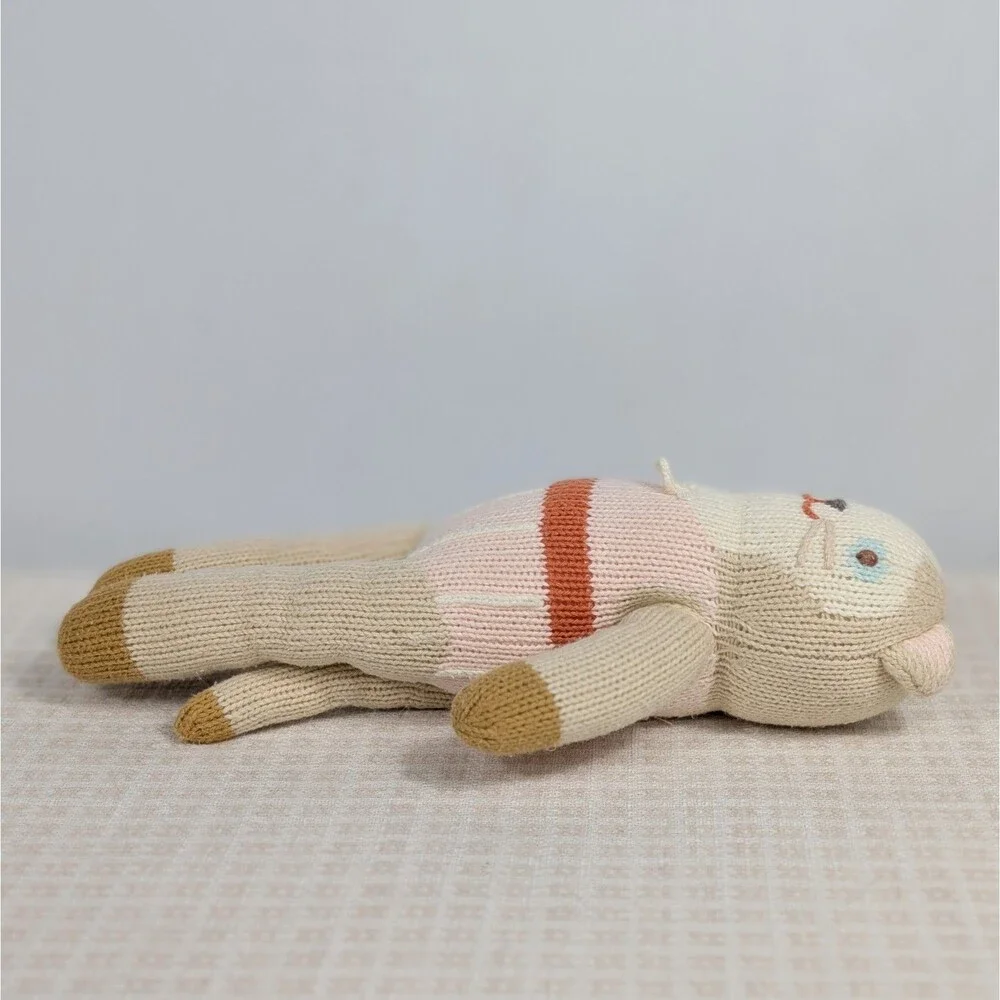 BlaBla Knit Doll Handcrafted Plush Toy Colette Cat Tan Pink 12